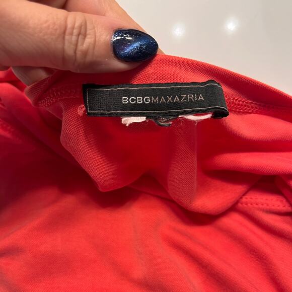 BCBGMAXAZRIA Bright Coral Sleeveless Round Neckline Top Medium - Picture 5 of 7